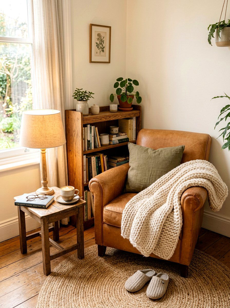 Latte Reading Corner - 30 layered neutral decor ideas