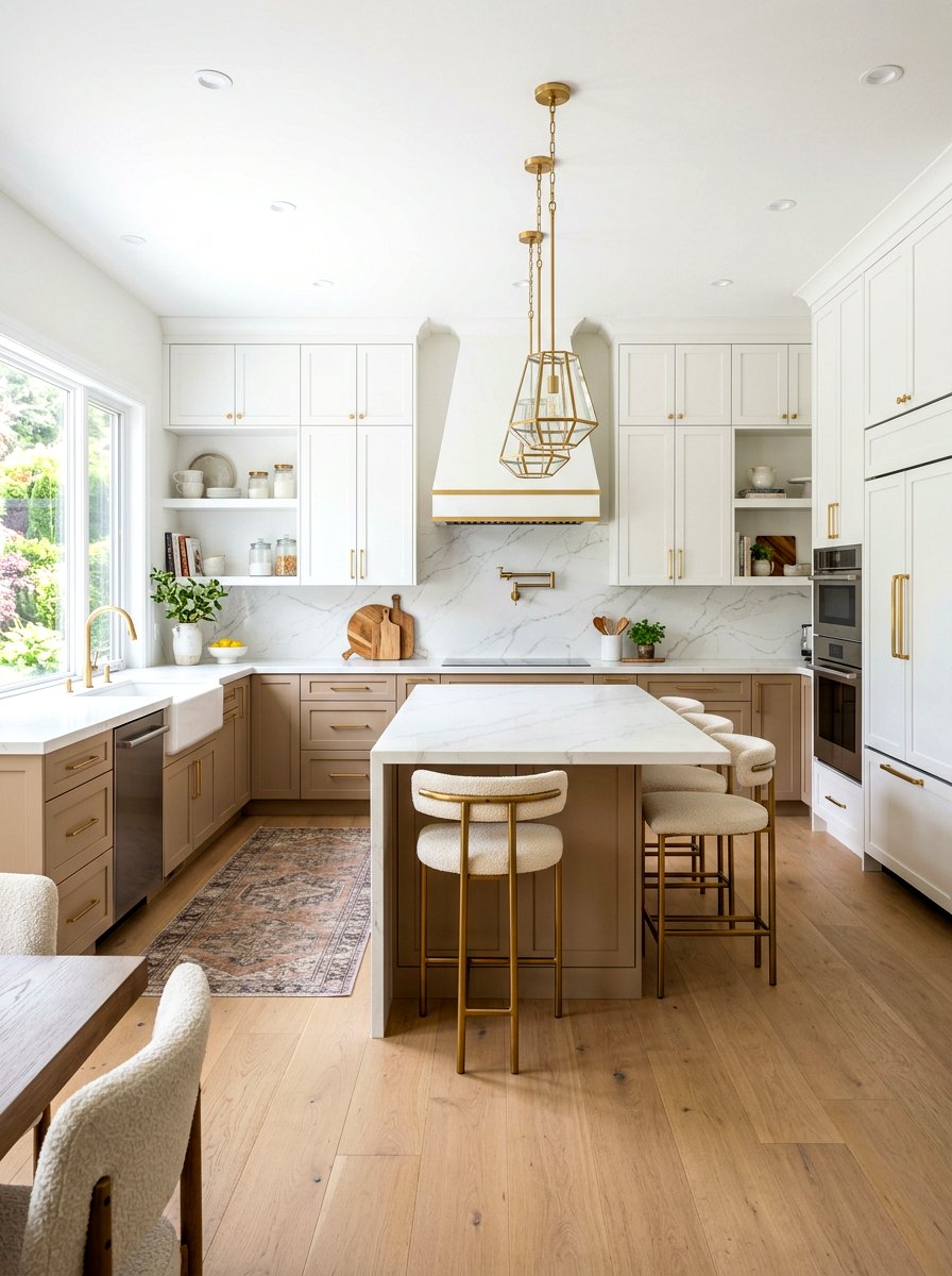 Latte and white two tone kitchen - 30 latte color kitchen ideas