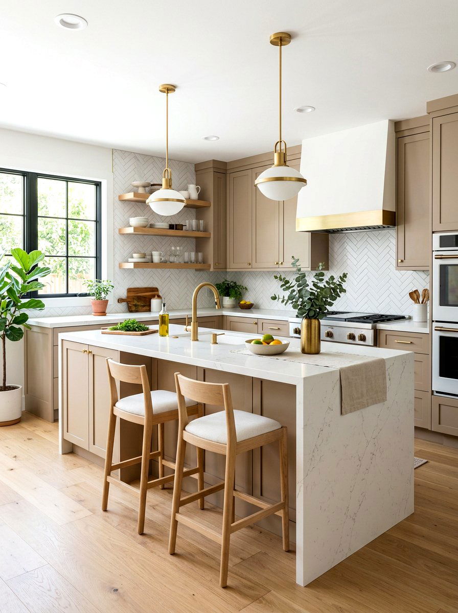 Latte cabinetry white quartz countertops - 30 latte color kitchen ideas
