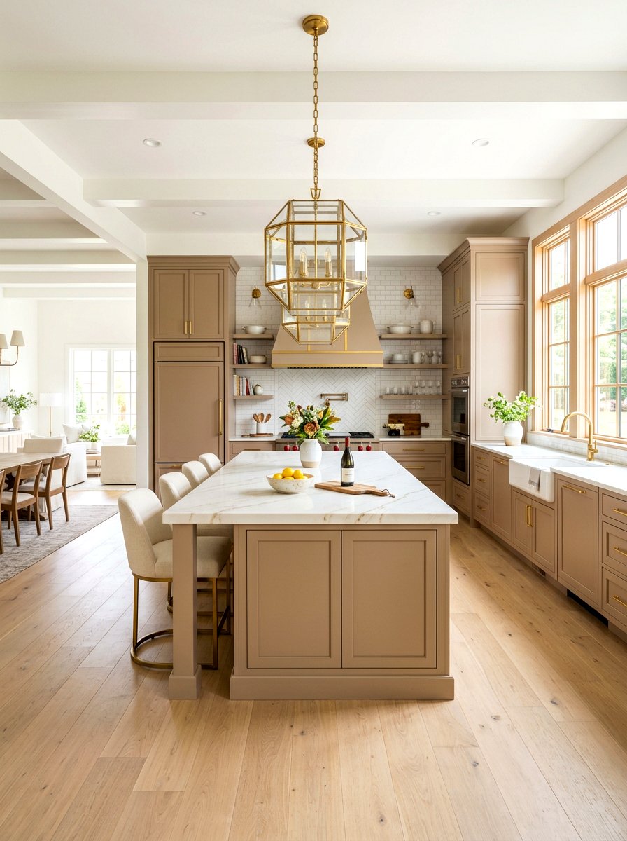 Latte kitchen brass pendant lights - 30 latte color kitchen ideas