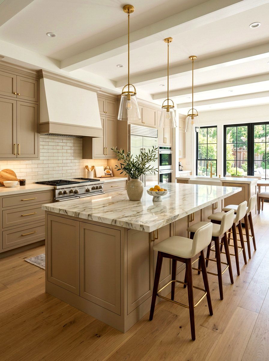 Latte kitchen cabinets gold hardware - 30 latte color kitchen ideas
