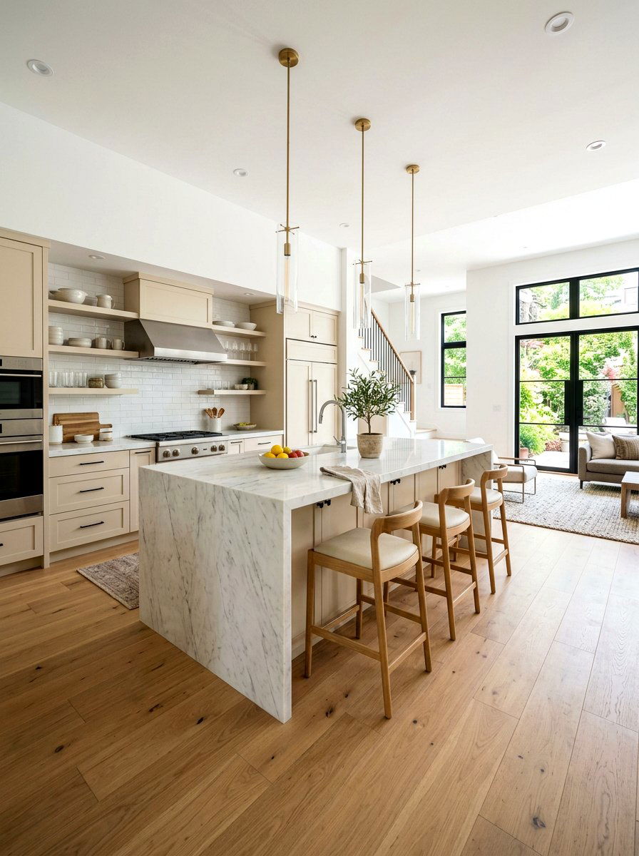 Latte kitchen island marble top - 30 latte color kitchen ideas
