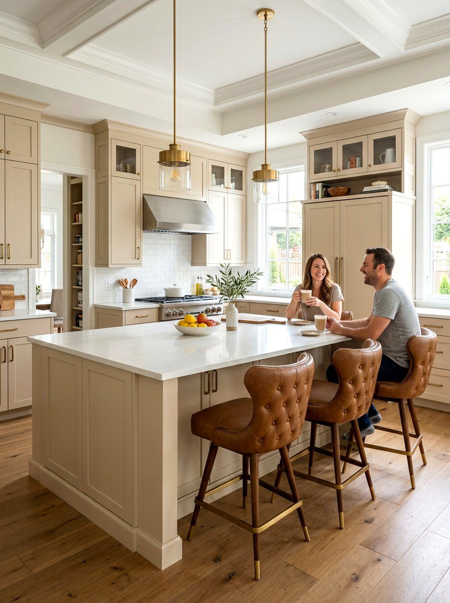 Latte kitchen island seating - 30 latte color kitchen ideas