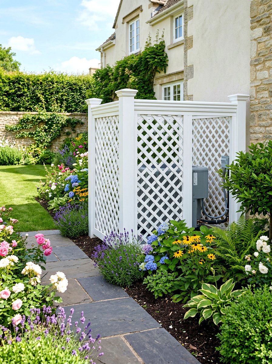 Lattice AC Enclosure - 30 air conditioner screen ideas