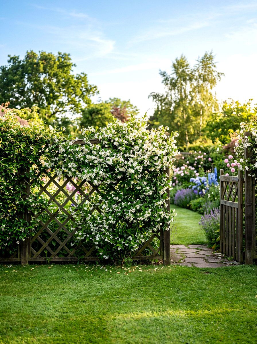 Lattice Fence With Jasmine - 30 front yard privacy ideas