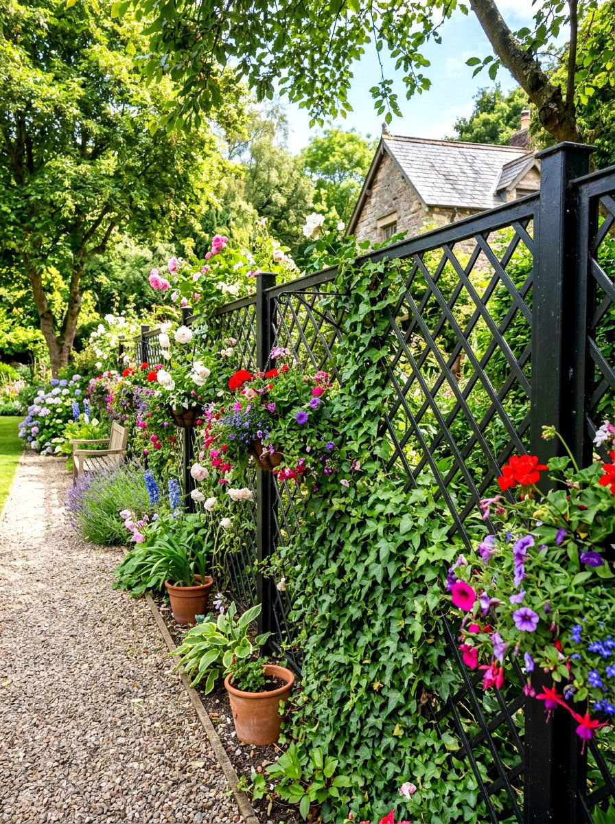 Lattice Pattern Metal Fence - 30 metal fence ideas
