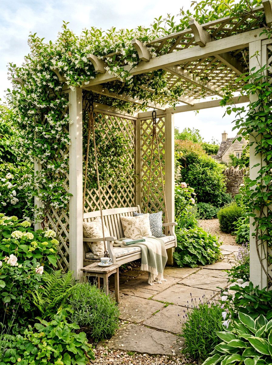 Lattice Pergola Swing - 30 pergola with swings ideas