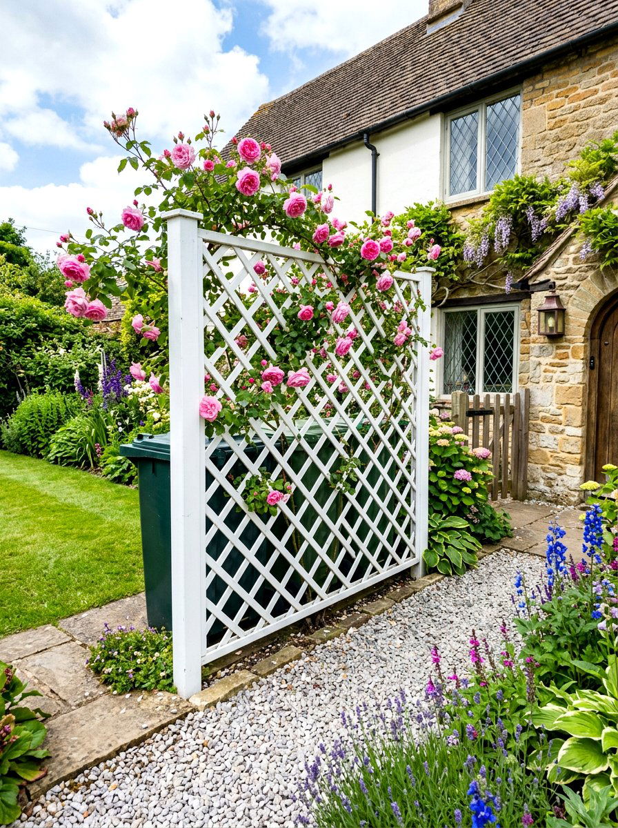 Lattice Privacy Screen - 30 trash bin screen ideas
