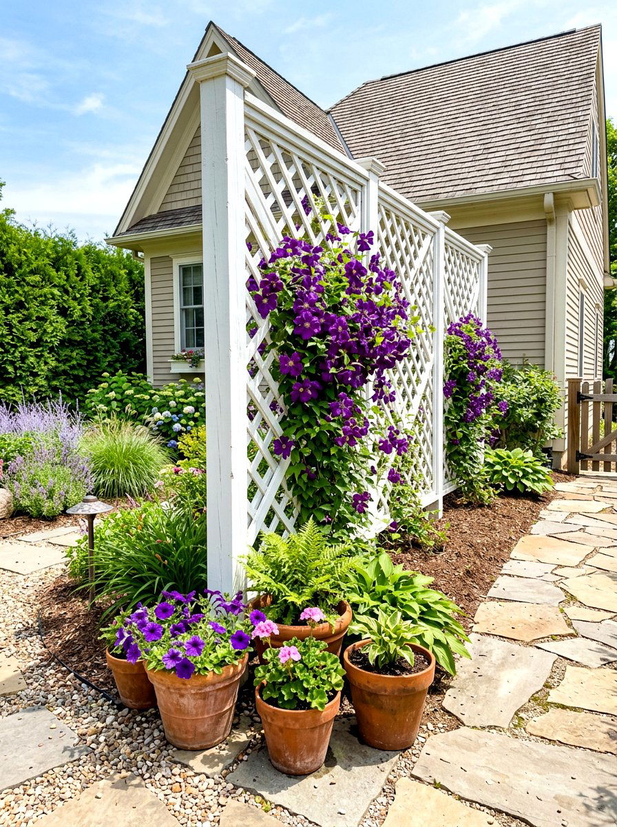 Lattice Privacy Screen - 30 side yard privacy ideas