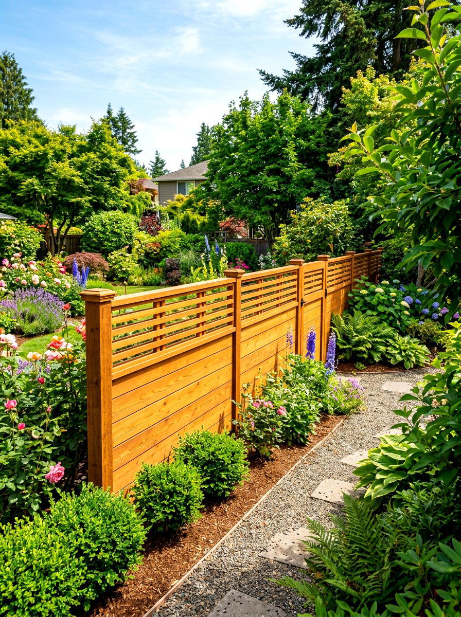 Lattice Top Fence - 30 horizontal fence ideas