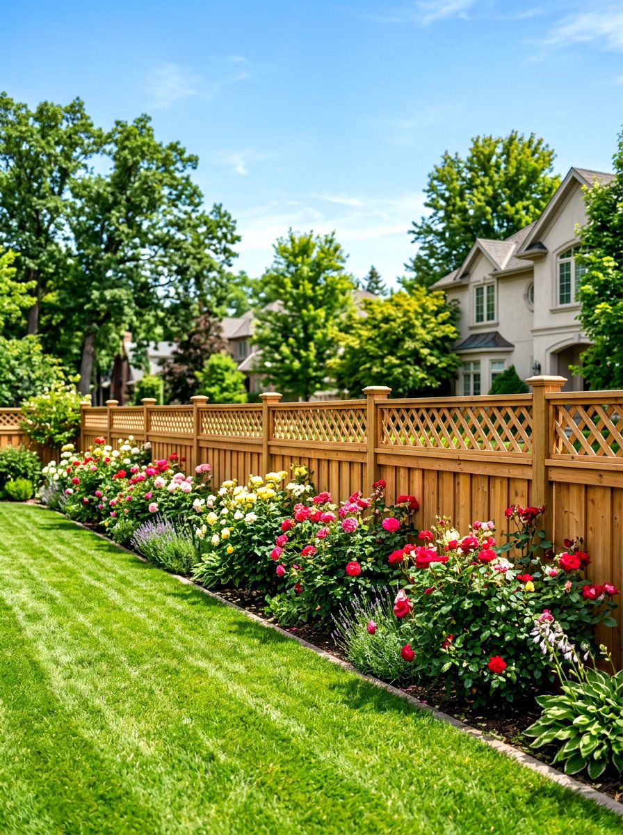 Lattice Top Wood Fence - 30 fence ideas