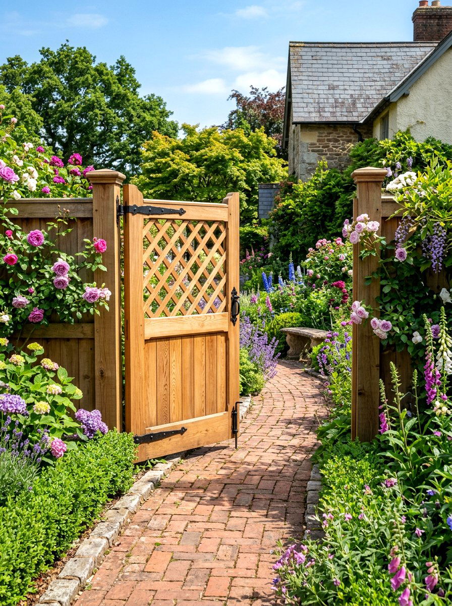 Lattice Top Wood Gate - 30 front gate ideas