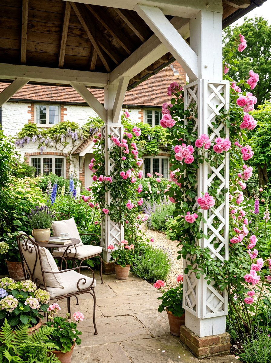 Lattice Trellis Column - 30 porch columns decor ideas