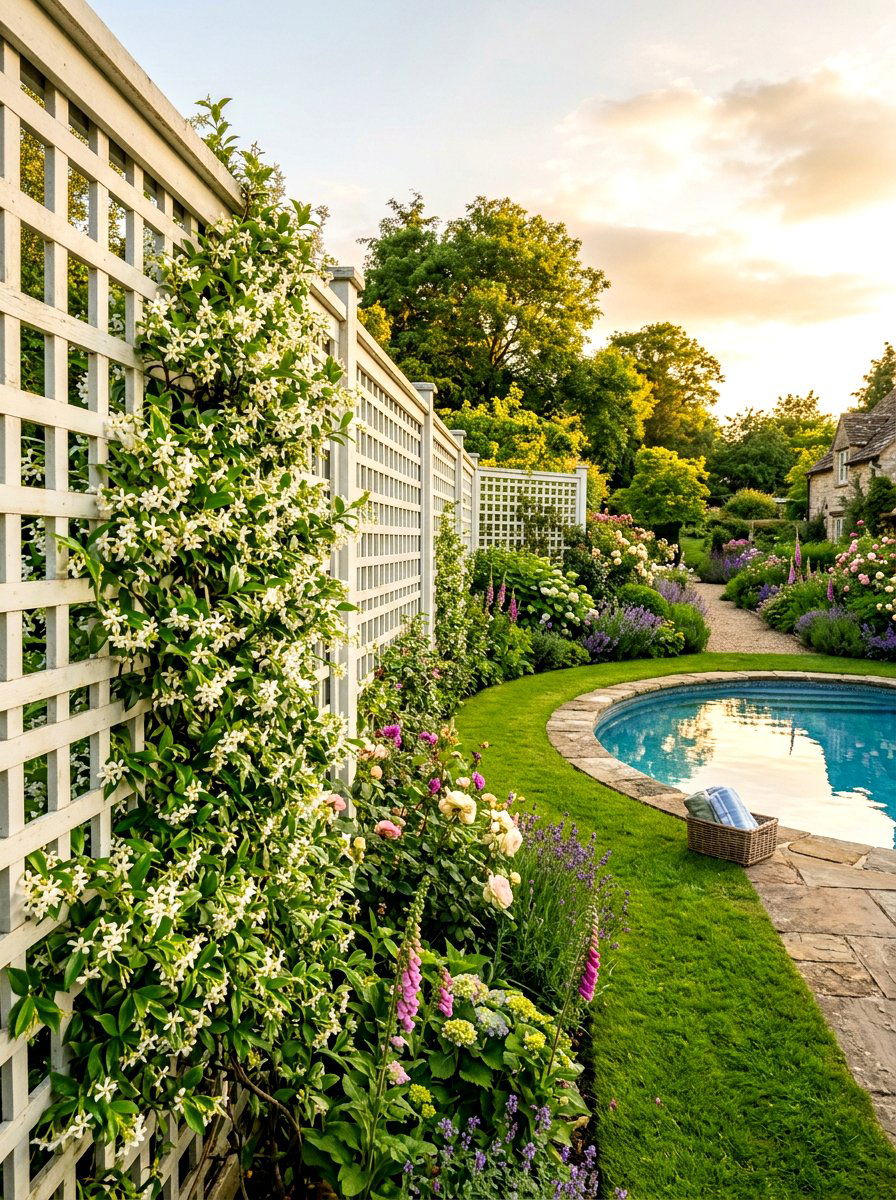 Lattice Trellis Fence - 30 pool privacy ideas