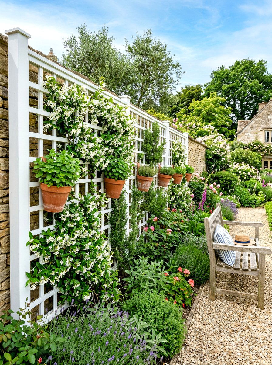 Lattice Trellis For Climbing Herbs - 30 herb garden fence ideas