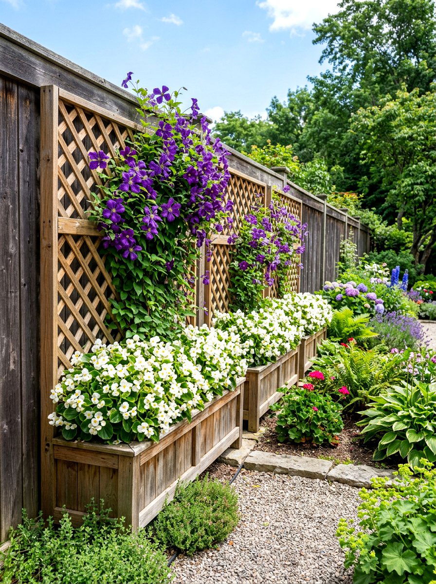 Lattice Trellis Planter - 30 fence planter ideas