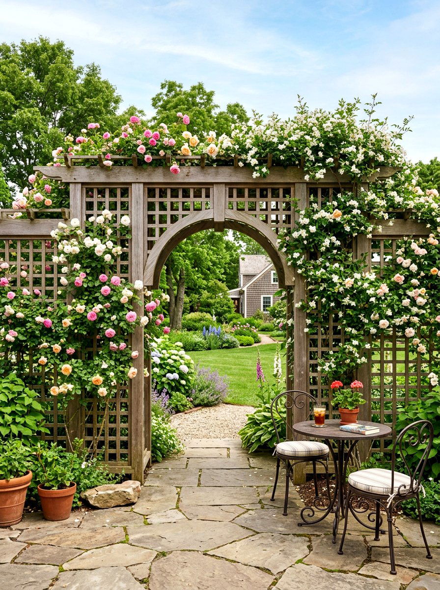Lattice Wall Arbor - 30 garden arbor ideas