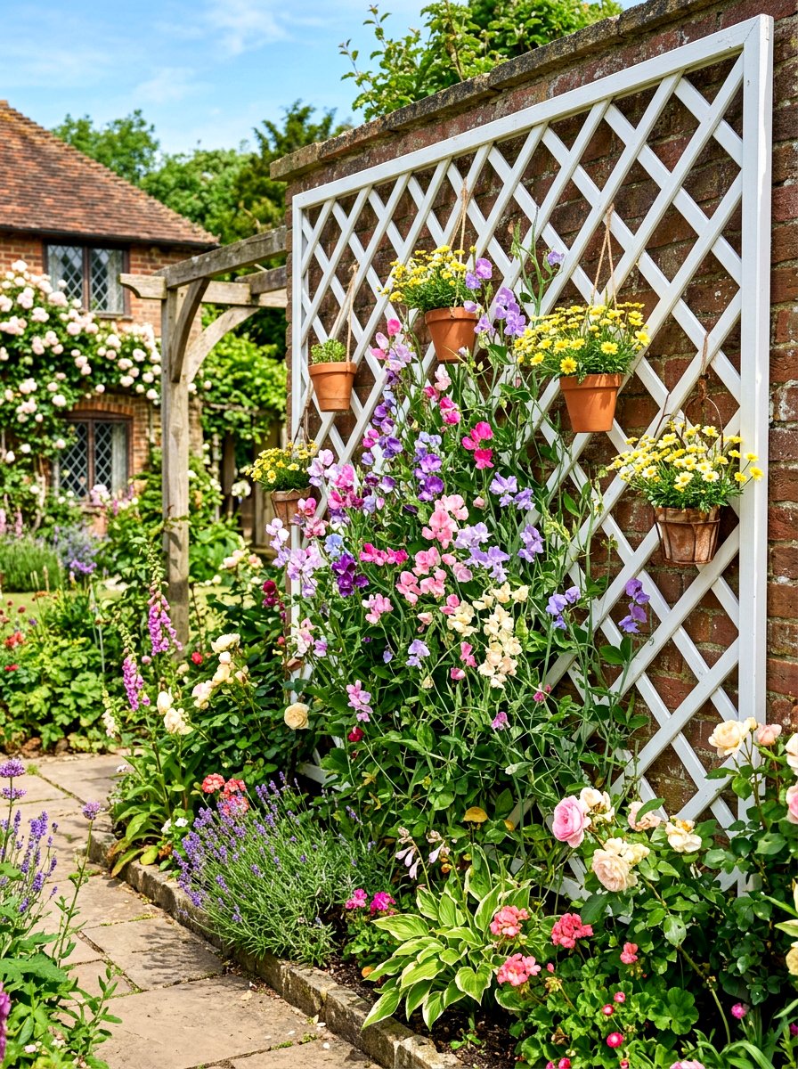 Lattice Wall Garden - 30 vertical garden ideas