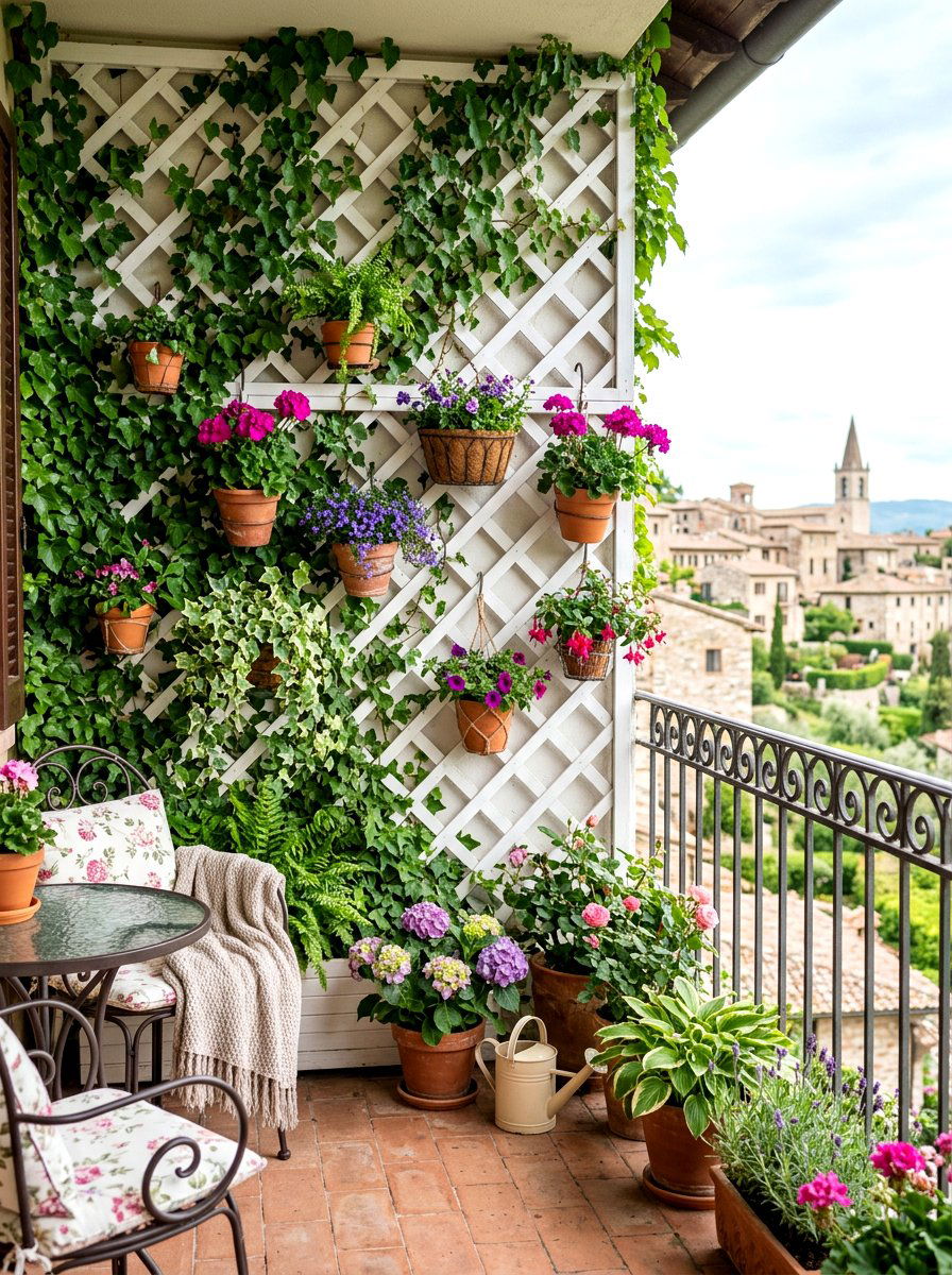 Lattice Wall Trellis - 30 balcony vertical garden ideas