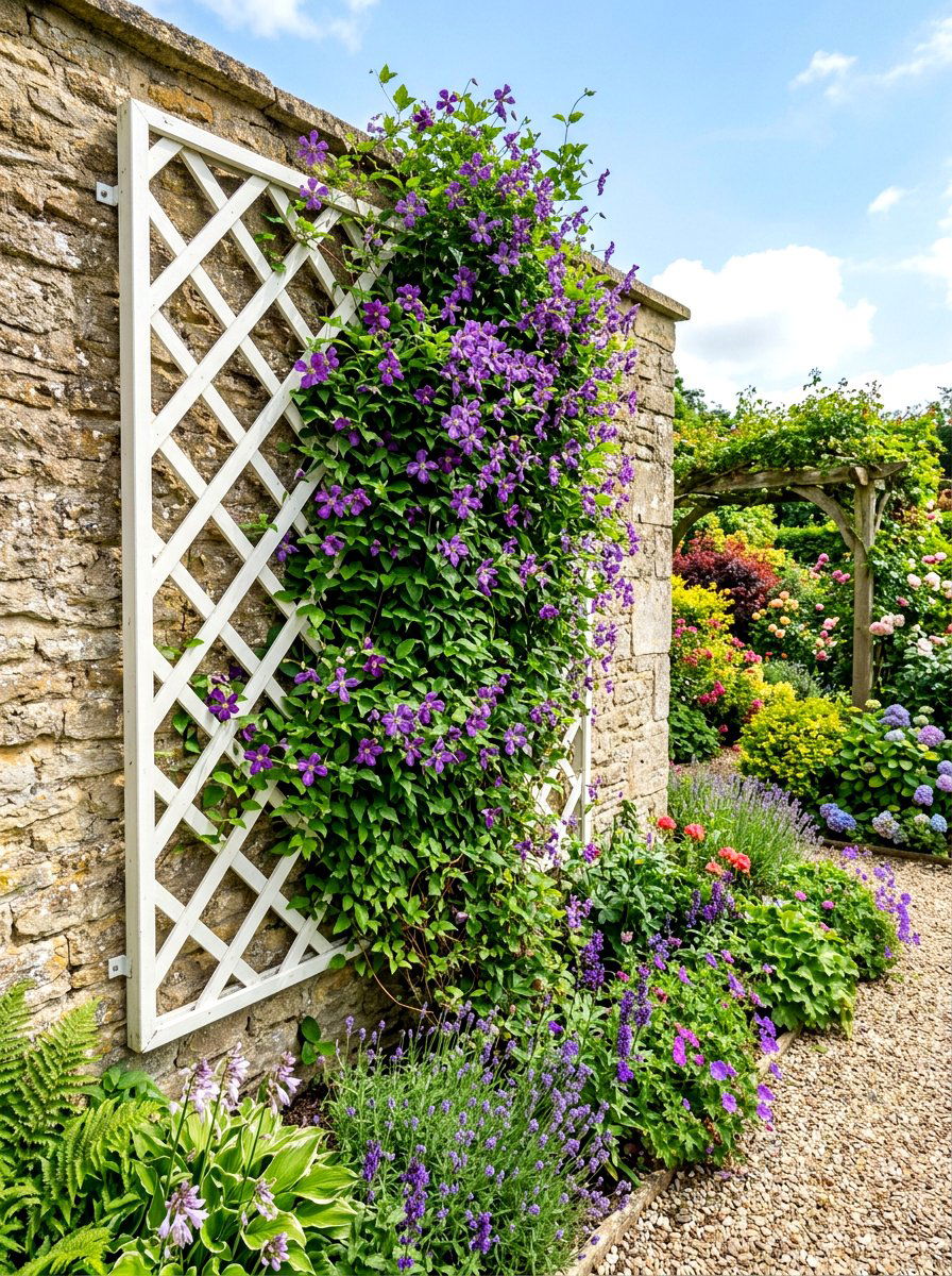 Lattice Wall Vine Support - 30 hanging wall garden ideas