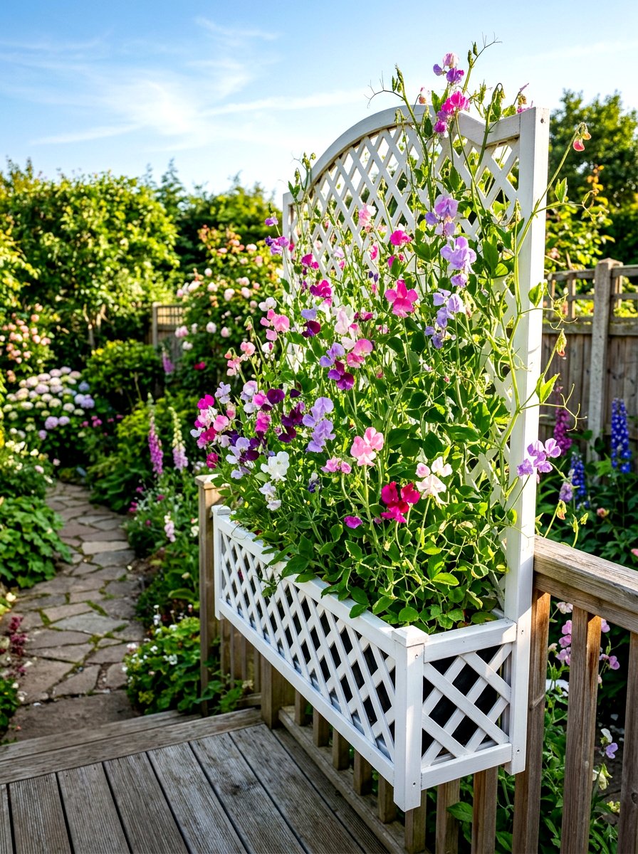 Lattice Wood Railing Box - 30 flower box railing ideas