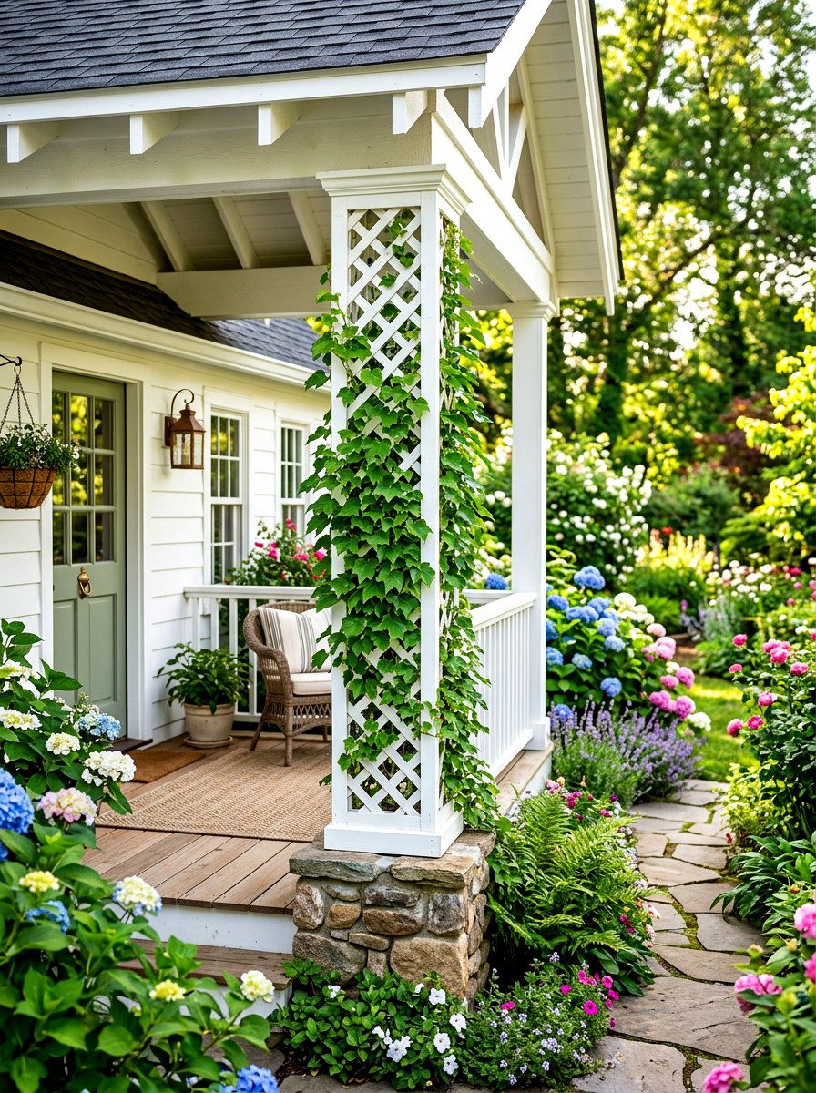Lattice Wrap Porch Column - 30 farmhouse porch columns ideas
