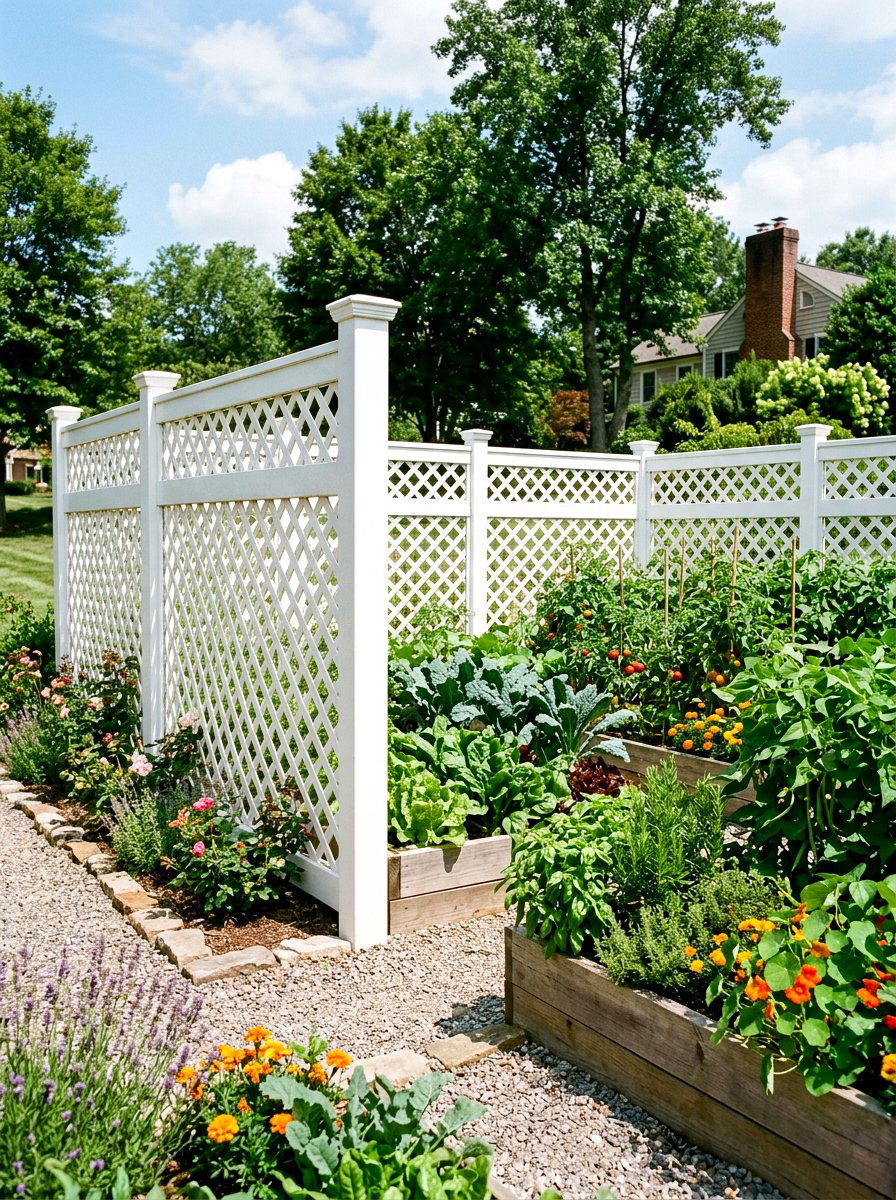 Lattice garden fence - 30 vegetable garden fence ideas