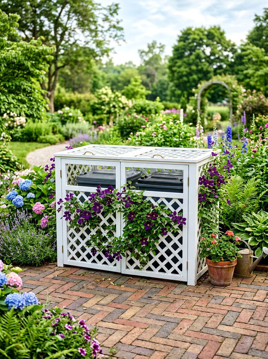 Lattice trash can surround - 30 trash can enclosure ideas