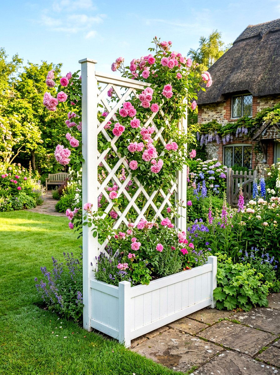 Lattice trellis planter - 30 privacy planter screen ideas