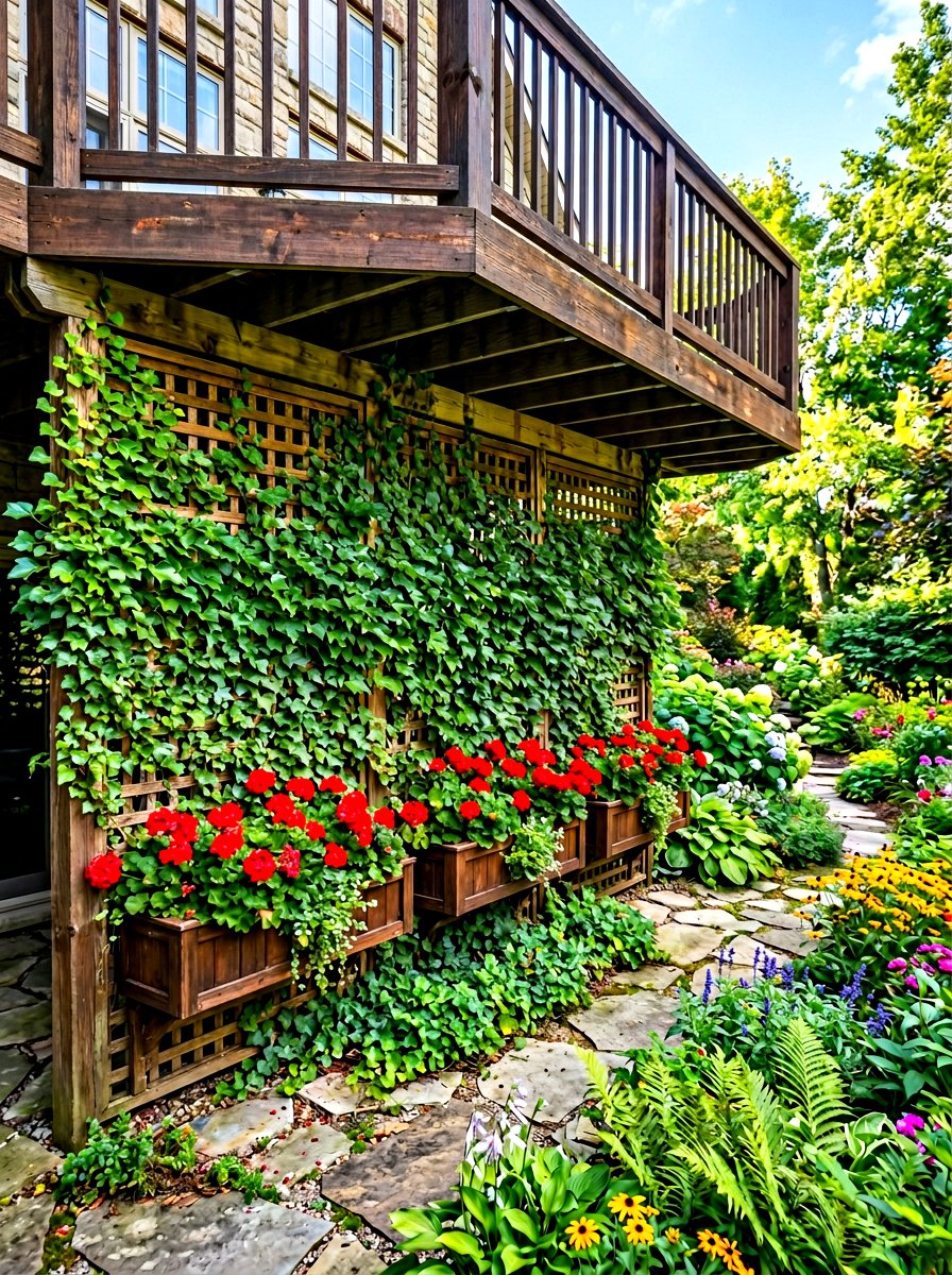 Lattice with built in planters - 30 deck skirting lattice ideas