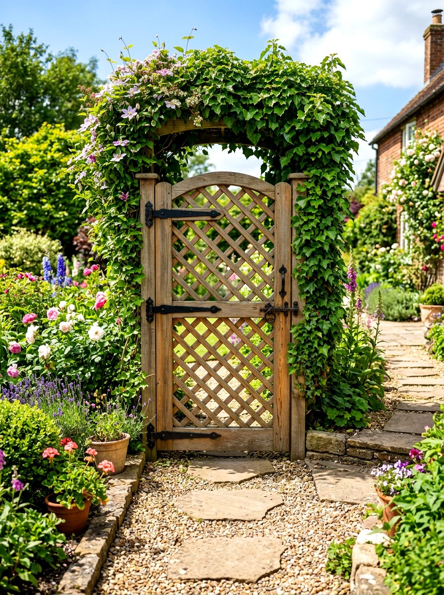 Lattice wood gate - 30 antique garden gate ideas