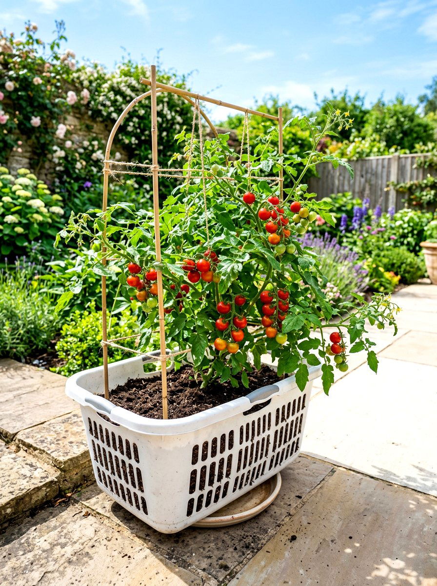 Laundry Basket Planter - 30 budget container garden ideas