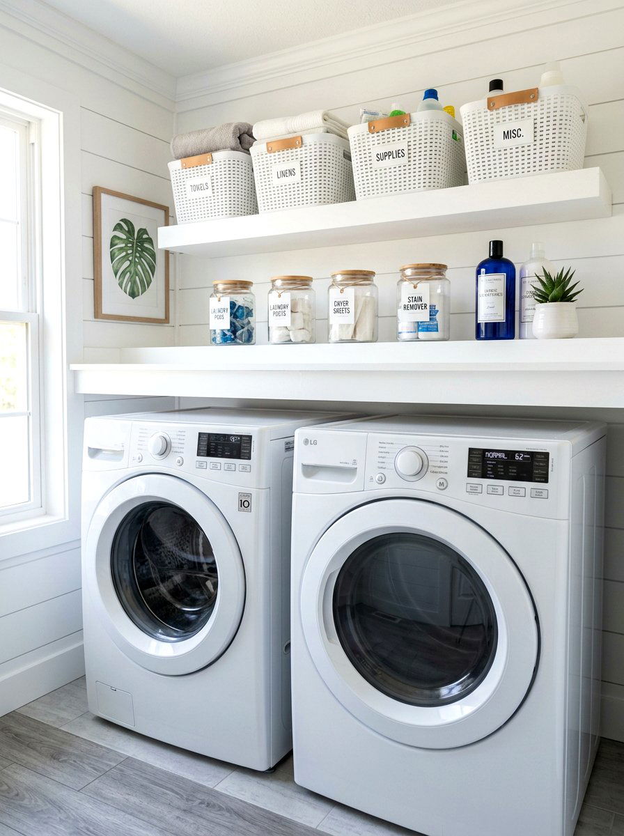 Laundry Cleaning Shelf - 30 organizing cleaning supplies ideas