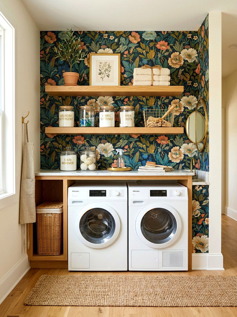 Laundry Nook With Wallpaper - 30 laundry nook ideas