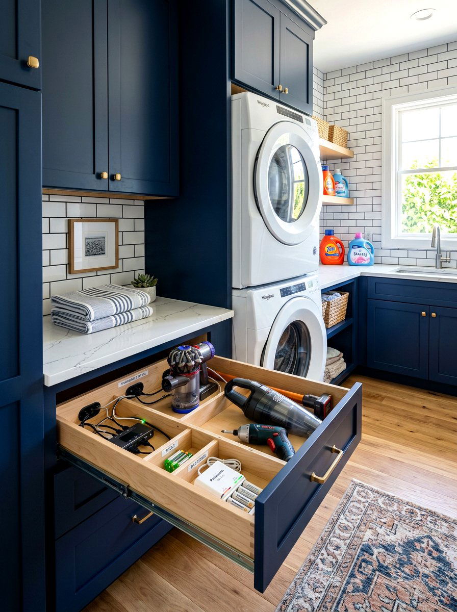 Laundry Room Charging Drawer - 30 hidden charging drawer ideas