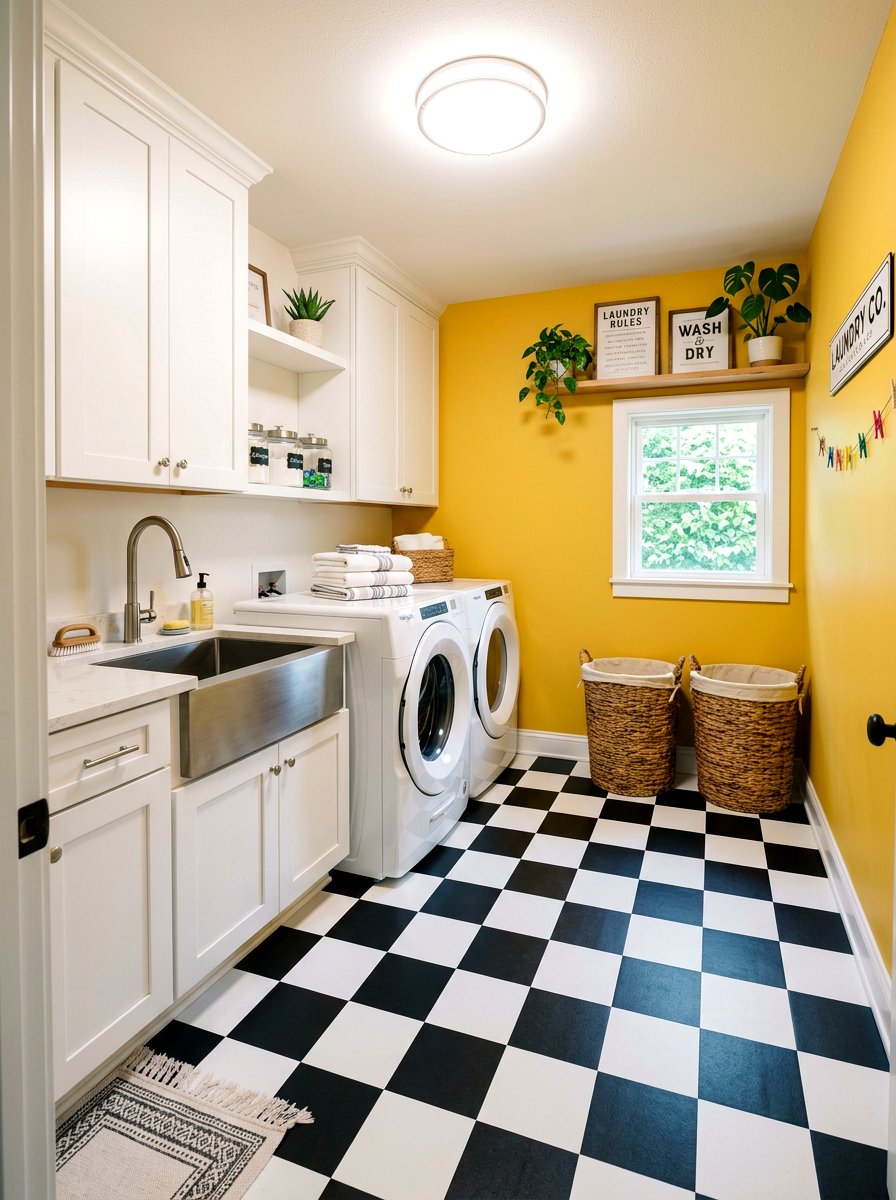 Laundry Room Checkerboard Linoleum - 30 checkerboard floor ideas