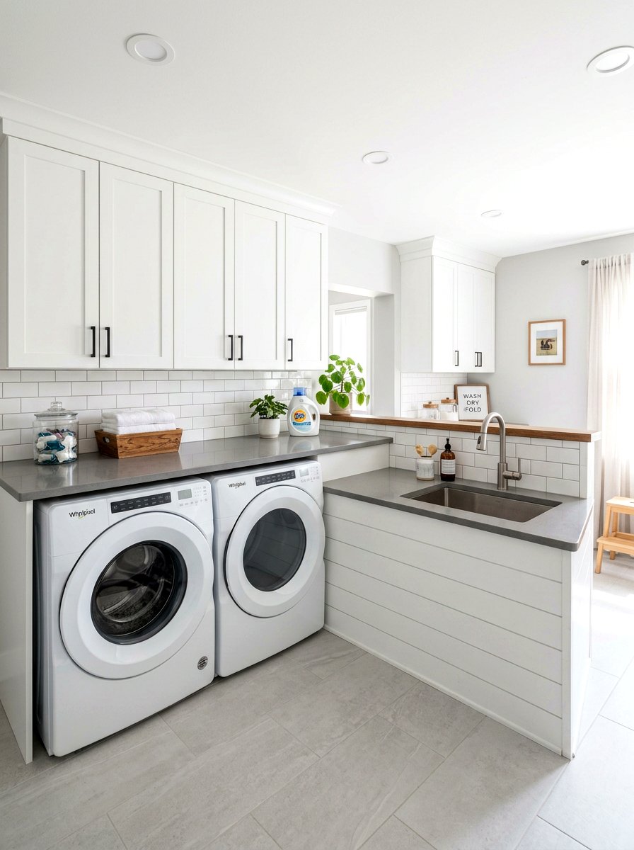 Laundry Room Counter Wall - 30 half wall zoning ideas