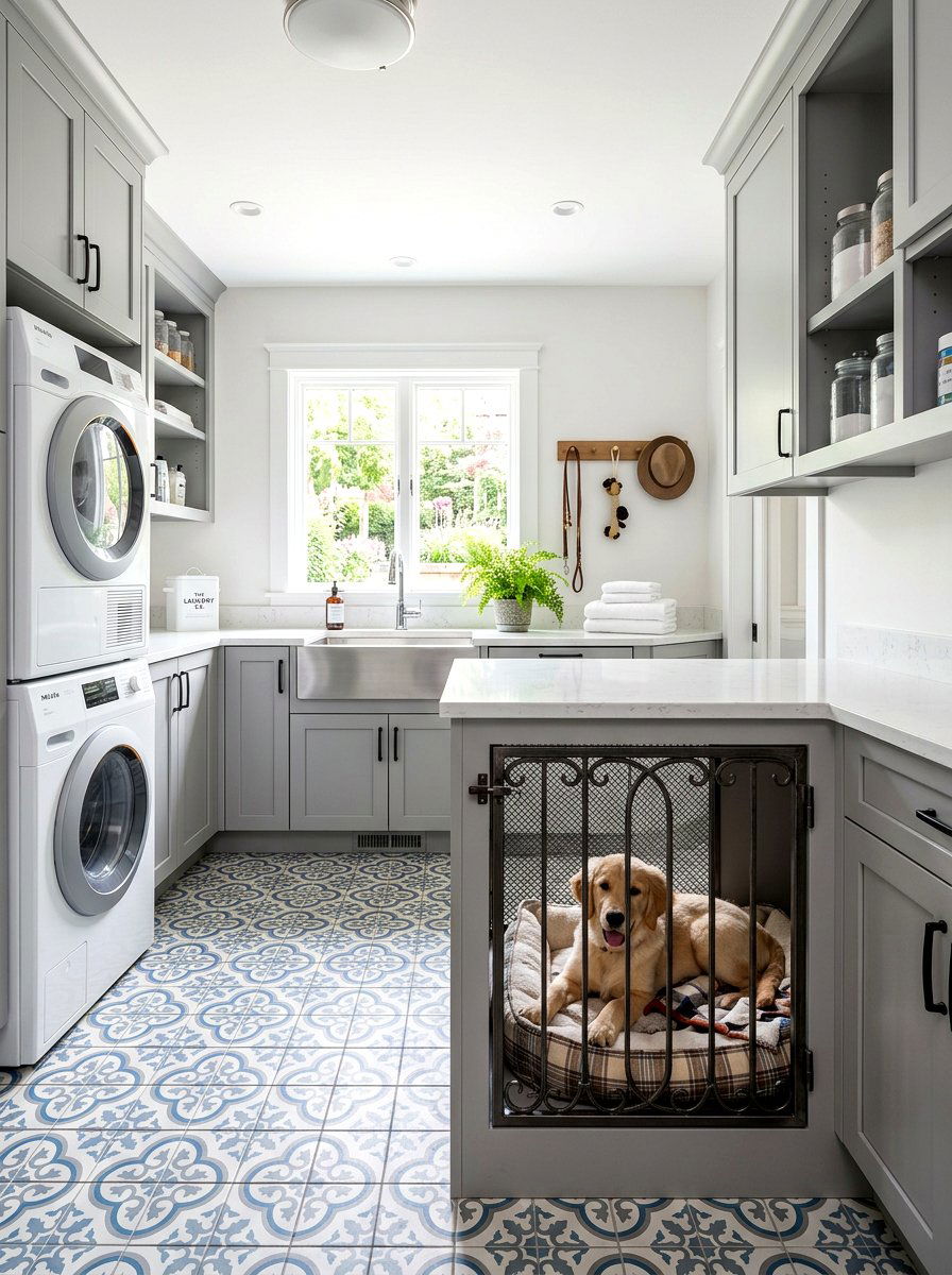 Laundry Room Dog Kennel - 30 pet bed nook ideas