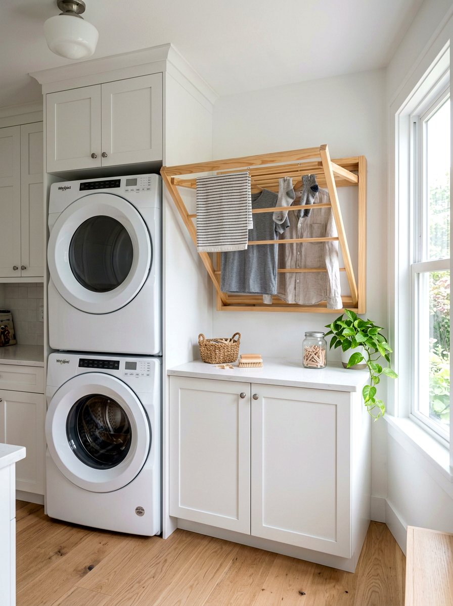 Laundry Room Drying Rack - 30 stacked washer dryer ideas