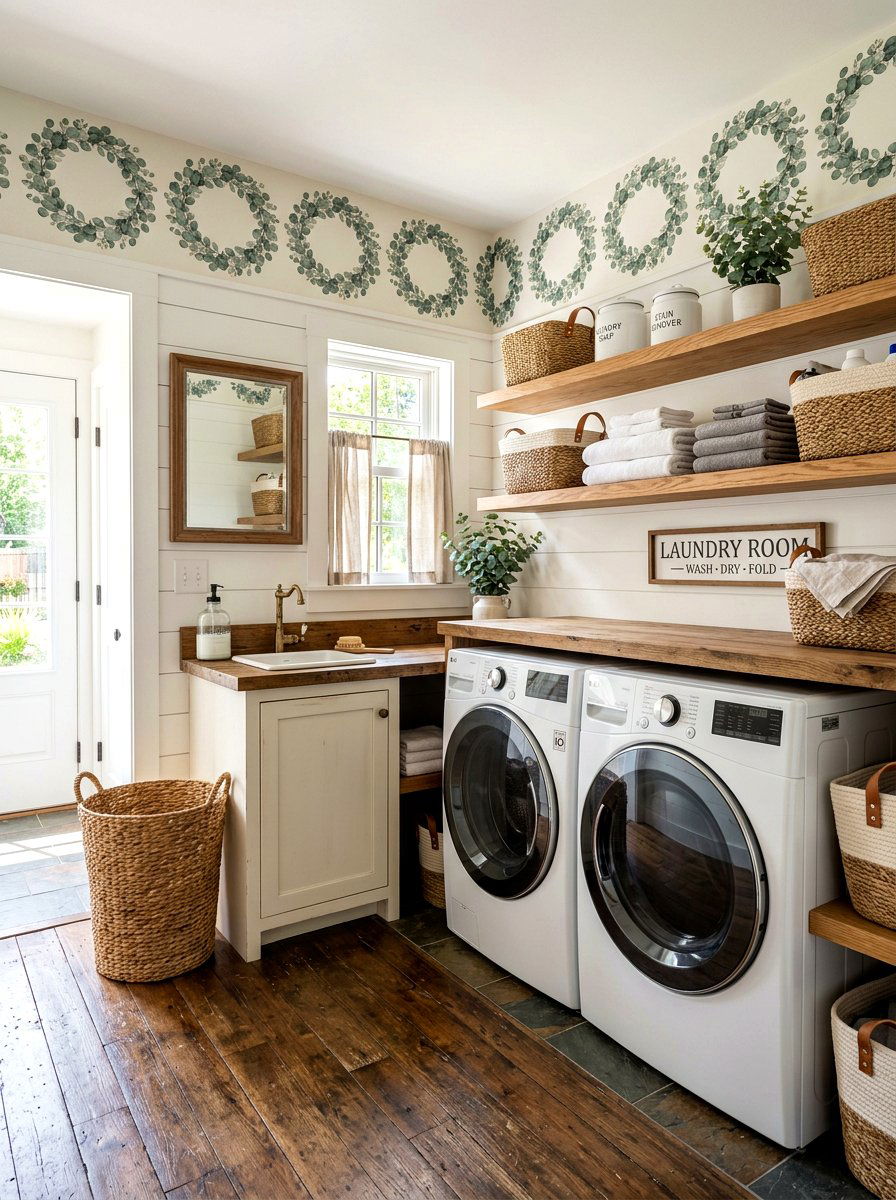 Laundry Room Farmhouse Border - 30 wallpaper border ideas