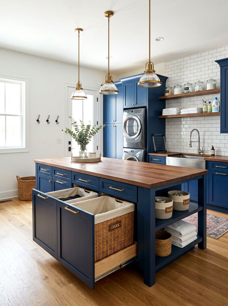 Laundry Room Island Hamper - 30 hidden hamper ideas