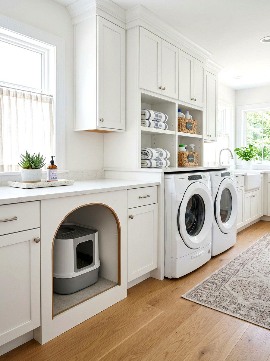 Laundry Room Litter Box Storage - 30 litter box enclosure ideas
