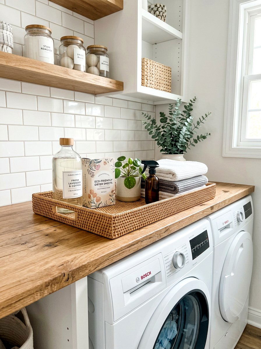 Laundry Room Organization Woven Tray - 30 woven tray decor ideas