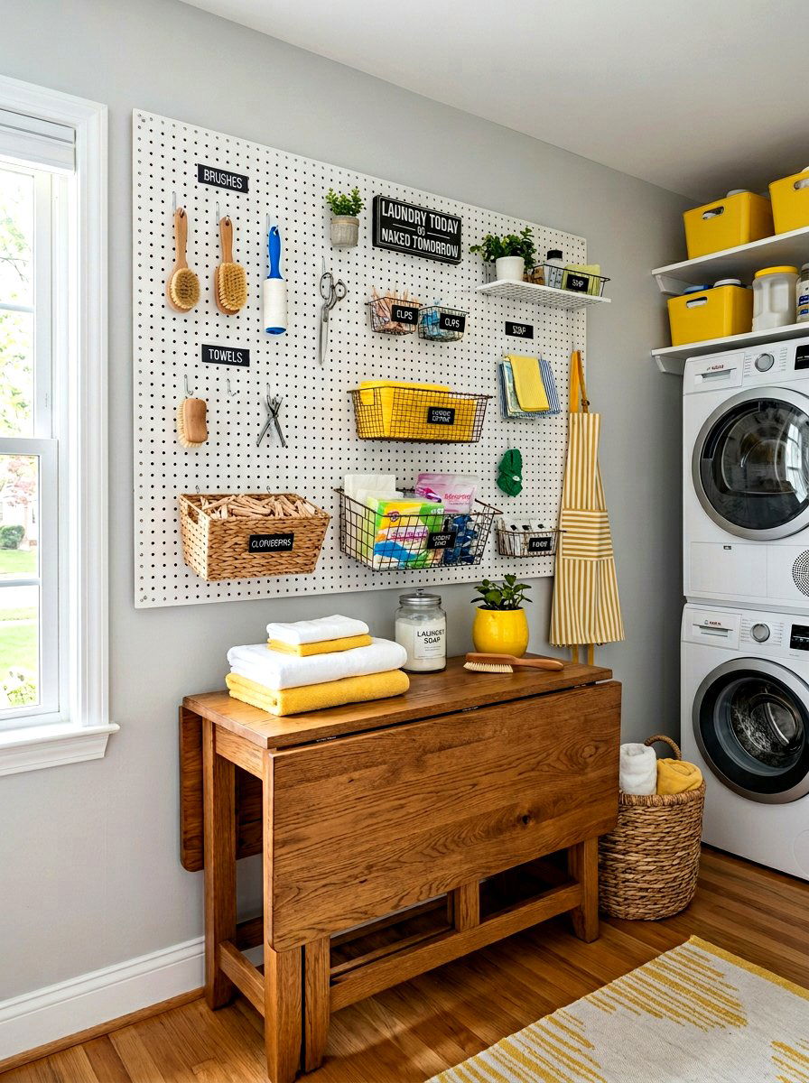 Laundry Room Pegboard - 30 laundry room storage ideas