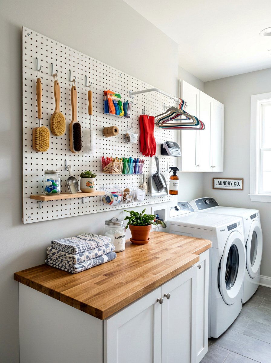 Laundry Room Pegboard - 30 laundry room organization ideas