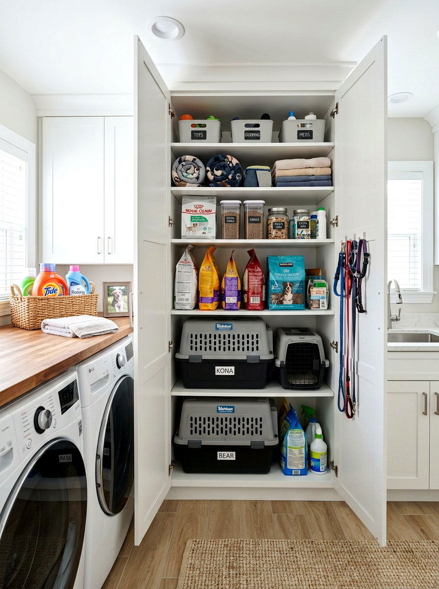 Laundry Room Pet Storage Cabinet - 30 organizing pet supplies ideas