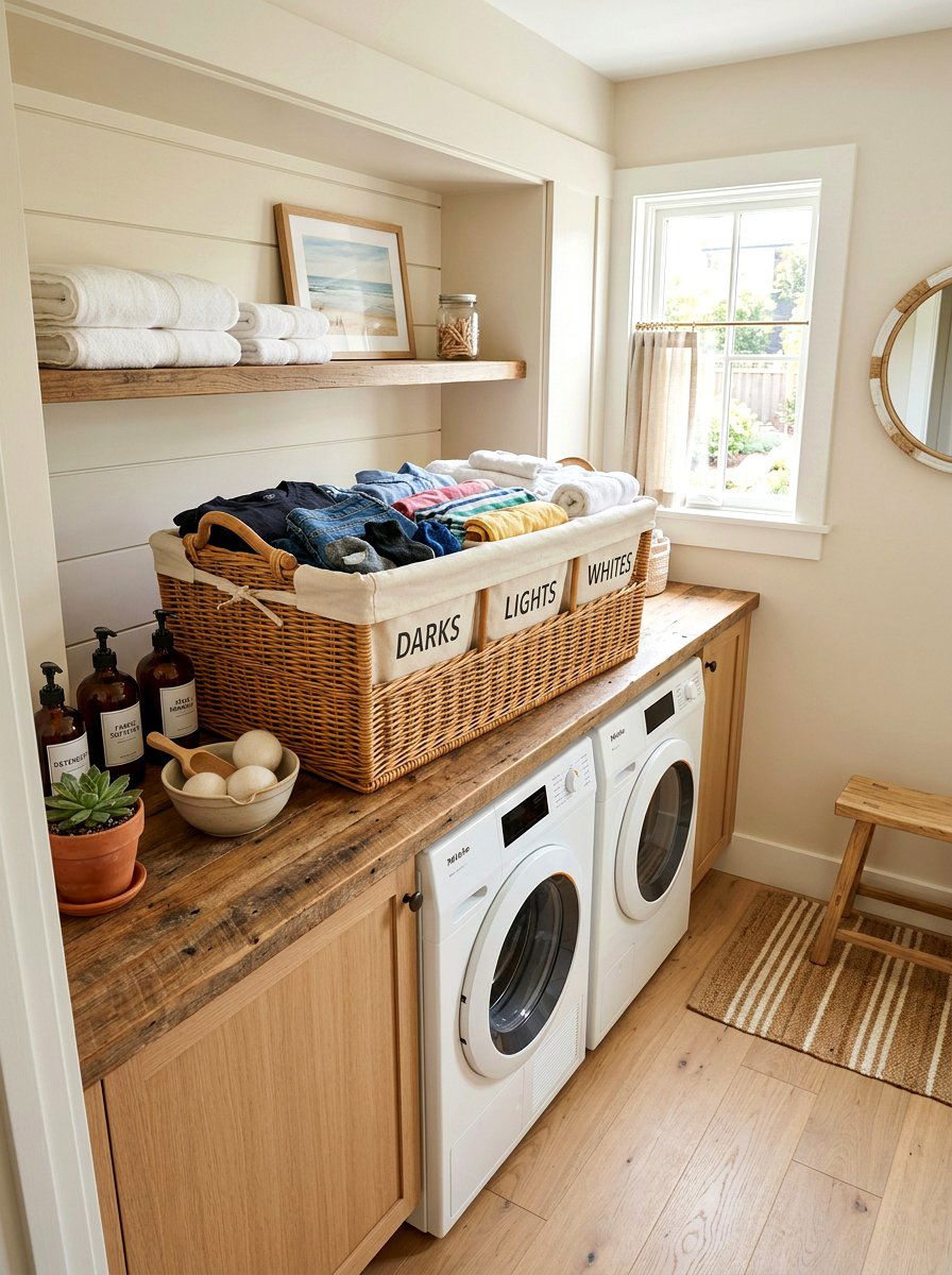 Laundry Room Sorting Basket - 30 apartment organization reset ideas
