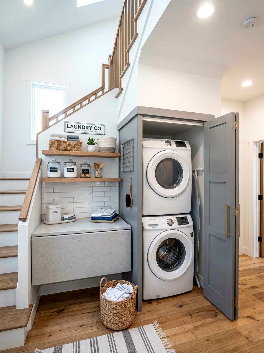 Laundry Room Under Stairs - 30 staircase nook ideas