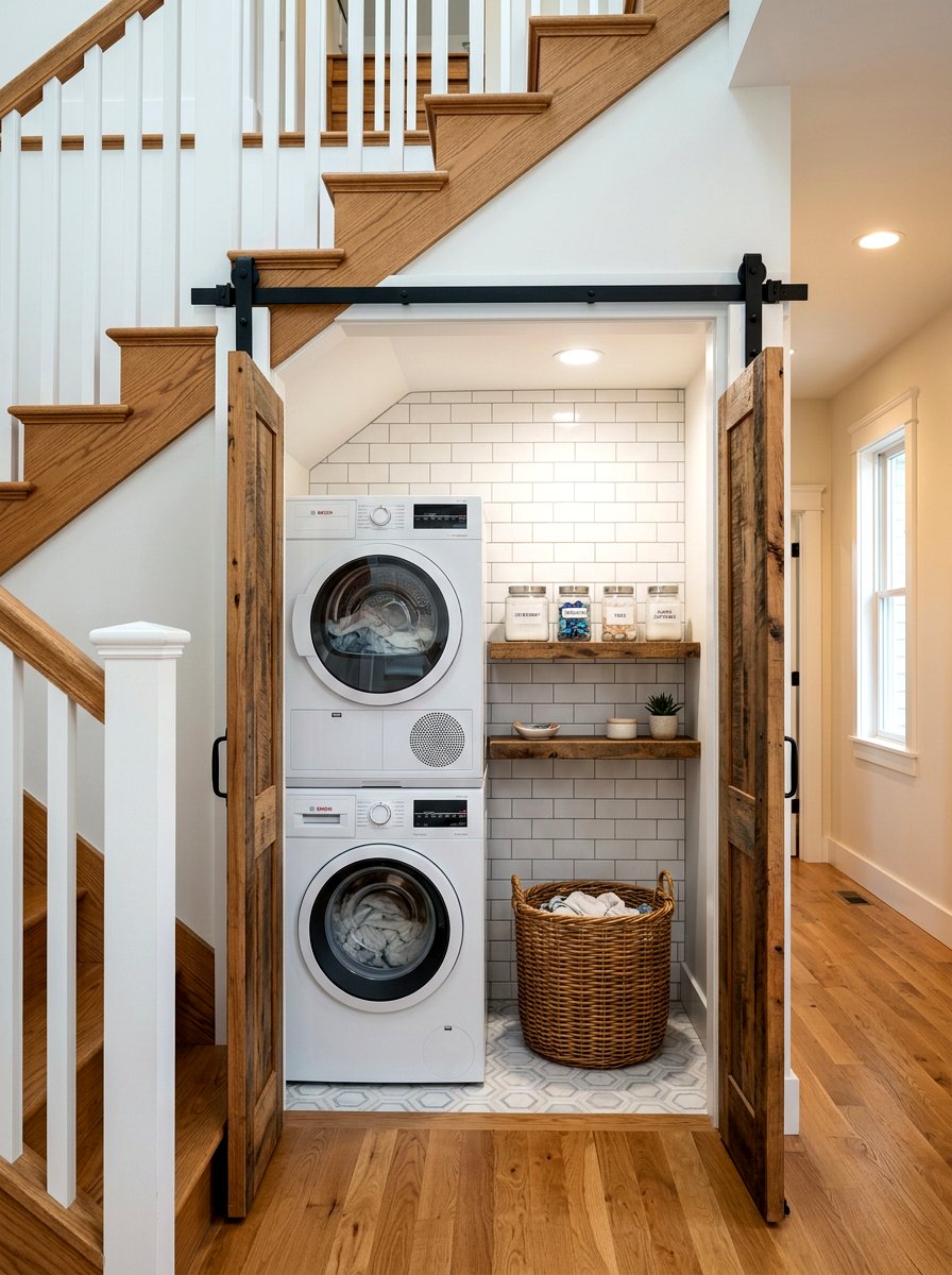 Laundry Space Under Stairs - 30 cozy nook under stairs ideas