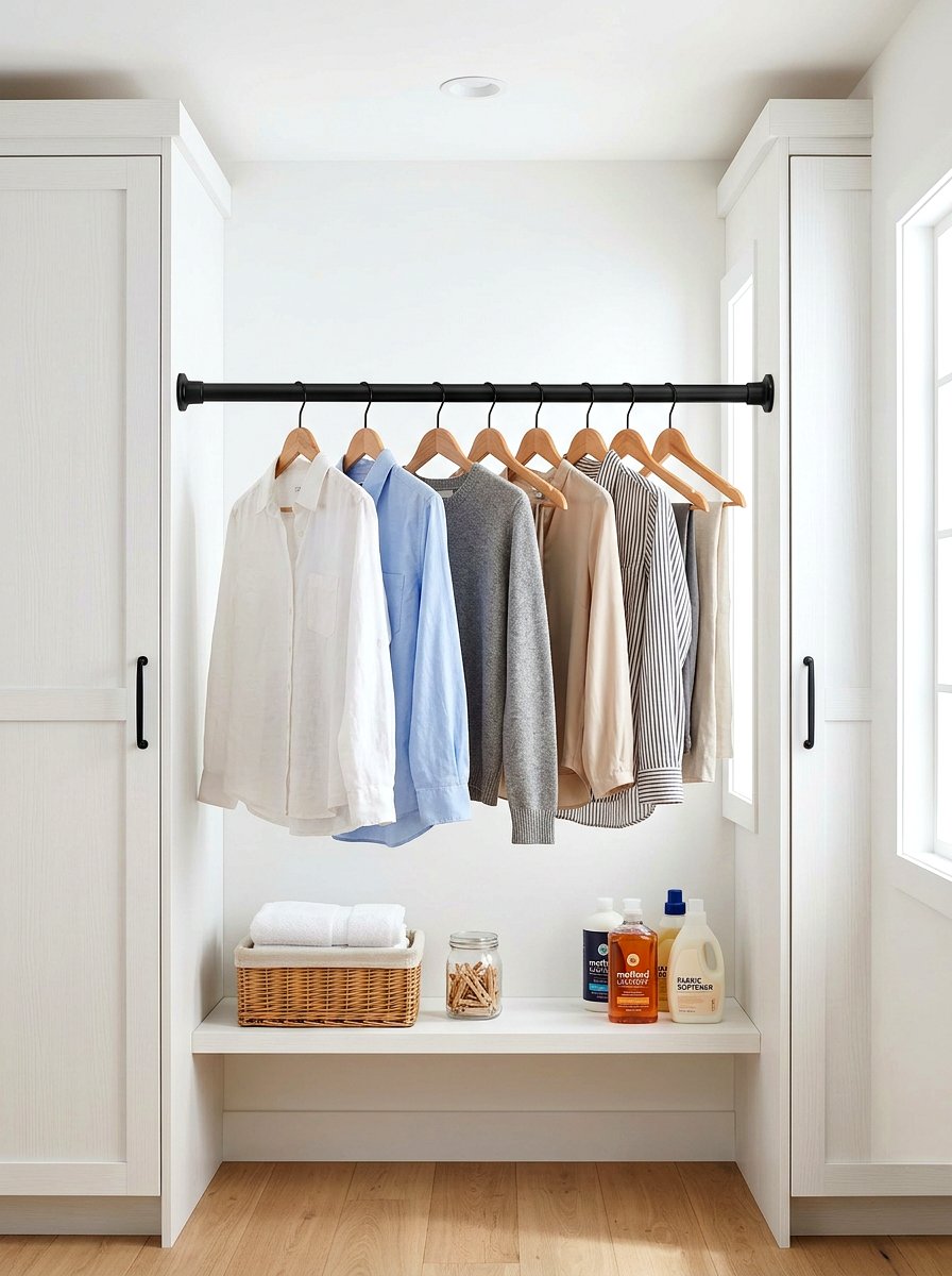 Laundry closet tension rod - 30 organizing a laundry closet ideas